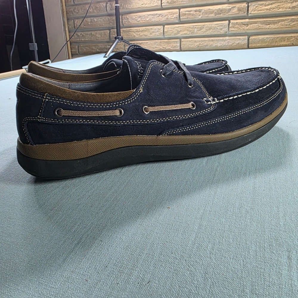 Propet MCA082S Mens Size 15 Navy Blue Leather Boat Shoes Casual Loafers